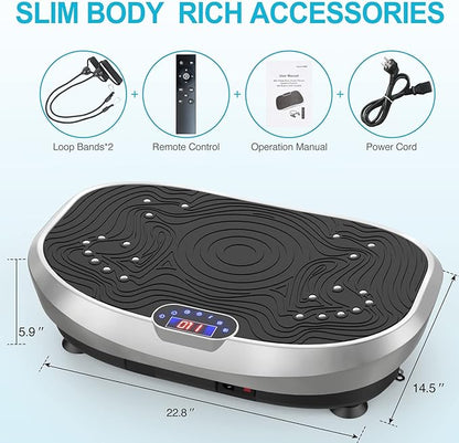 AXV Vibration Plate Exercise Machine Whole Body Workout Power Vibrate Fitness Platform Vibrating Machine Exercise Board for Weight Loss Shaping Toning Wellness Home Gyms Workout