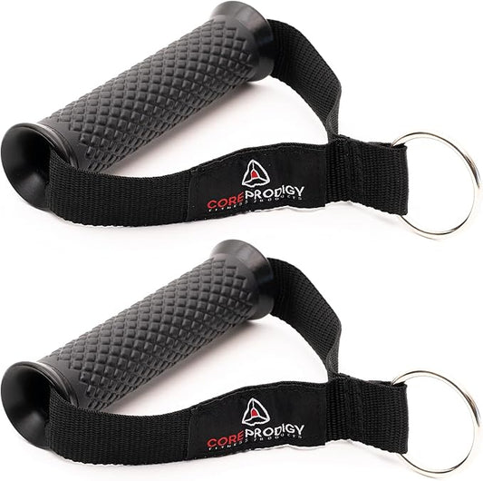 Core Prodigy Heavy Duty Exercise Handles - Grip Attachments for Cable Machine Pulleys, Gym Equipment, Resistance Bands, and Weight Lifting