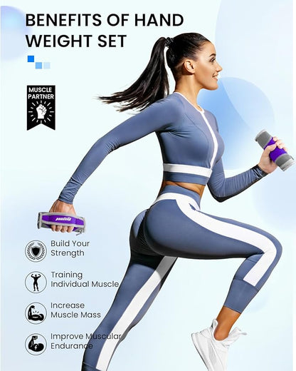 Hand Weights Set, Detachable Soft Hand Weights of 6 (1lb, 2lbs, 3lbs Each) - Comfortable Walking Hand Weights for Women/Men with Straps - Walking Running Cardio Workout Physical Therapy