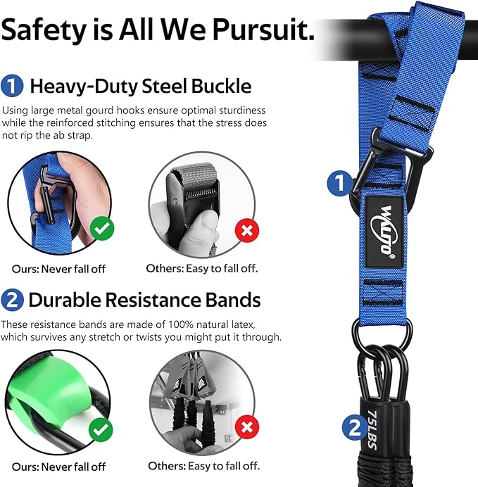 Pull Up Assistance Bands, Heavy Duty Assisted Pull Up Bands for Pull Up Assist, Adjustable Weight/Size with Fabric Feet Mats, Upgrade Pull Up Assist Bands for Strength Training