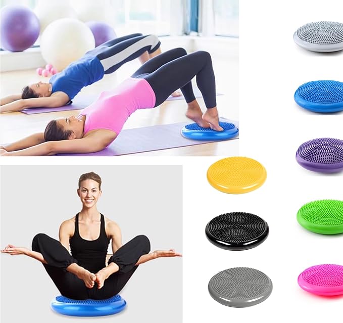 3-Pack Wiggle Seat Wobble Cushion with Pump, Stability Balance Disc for Core Strengthening, Exercise and Therapy, for Adults & Kids (8 Color)