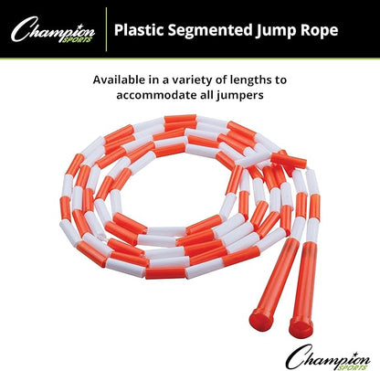 Champion Sports Classic Plastic Segmented Beaded Jump Ropes - Phys. Ed, Gym, Fitness and Recreational Use, In a Variety of Lengths for Kids to Adults