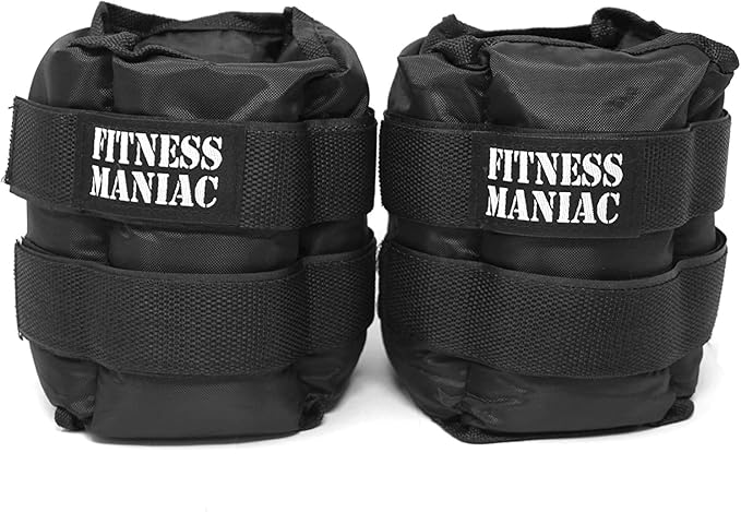 FITNESS MANIAC USA Pro Ankle Weights 1 Pair Double Straps Heavy Weight, 16 lbs (8 Pounds Per Ankle) Premium Durable Set for Gym, Workout, Walking, Ab, Leg and Glute Exercises for Men Women