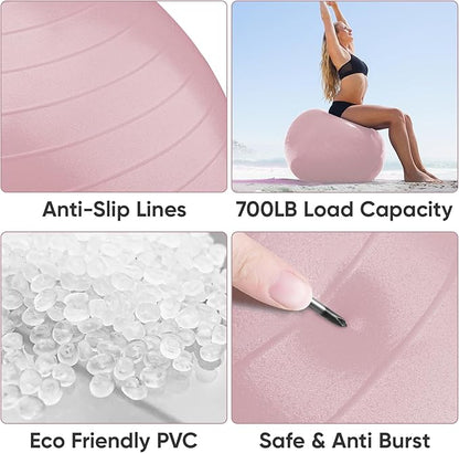 APEXUP Yoga Ball Exercise Ball, Pilates Ball, Anti Slip Stability Ball, Heavy Duty Gym Ball for Fitness, Balance, Core Workout, Physical Therapy