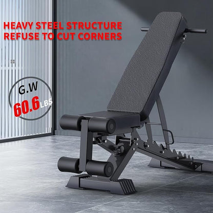 Adjustable Weight Bench, 1100 LB Weight Capacity Heavy-duty Workout Bench, Extended Head, and Neck Protection Design, Foldable Flat/Incline/Decline Exercise Multi-Purpose Bench for Home Gym