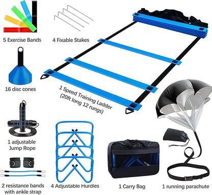 Agility Training Equipment 20FT Agility Ladder,4 Adjustable 16 Football