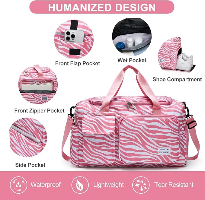 Small Gym Bag for Women, Travel Duffle Bag Carry On Weekender Bag with Shoe Compartment