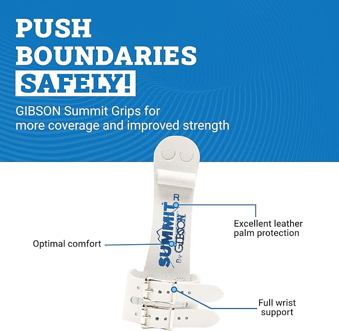 Gibson Summit Gymnastics Ring Grips for Boys - Durable Leather Grip with Secure Buckle or Hook/Loop Grip - Hand Grips for Gymnastics Rings Kids - Gymnastics Equipment & Accessories, Made in USA