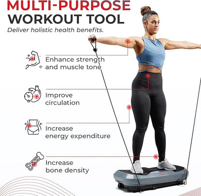 Sunny Health & Fitness Vibration Plate Exercise Machine, Full Body Vibrate Platform for Lymphatic Drainage with Multiple Speeds and Modes, Vibrating Plate Machine for Tension Relief & Weight Loss