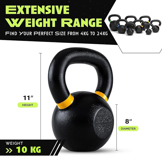 Kettlebells, Single-cast Iron, No-welded Joints, Wide Handle, Strength Training Kettlebells, Cast Iron Kettlebell Set, Powder Coated Kettlebell Weights For Maximum Durability, Men & Women