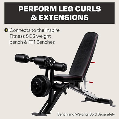 Inspire Fitness Leg Curl Extension Bench Attachment for Home Gym System - Heavy Duty Leg Extension with Built-in Weight Horn for Exercise Bench - Adjustable Home Workout & Strength Training for Legs