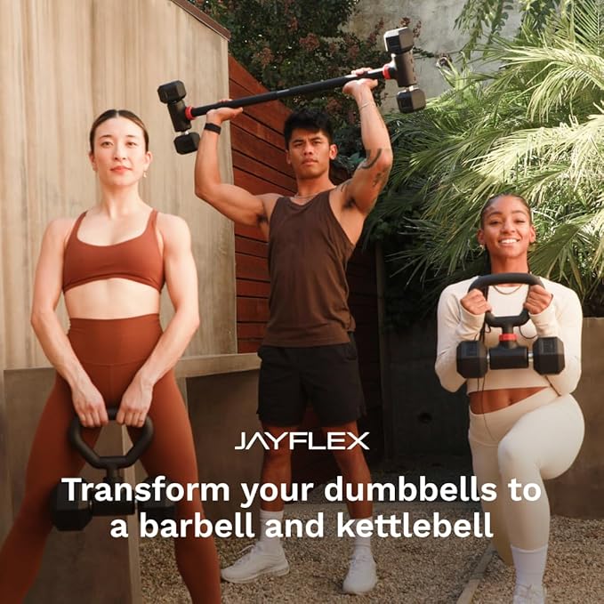 Jayflex Hyperbell Dumbbell Converter - Convert Dumbbells to Barbell Set and Kettlebell for Home Fitness - Adjustable & Up to 200 lb Capacity Weight Barbell for Weight Lifting