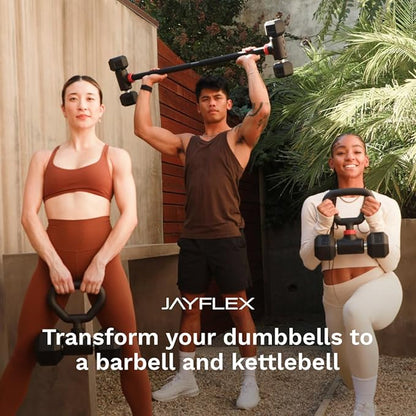 Jayflex Hyperbell Dumbbell Converter - Convert Dumbbells to Barbell Set and Kettlebell for Home Fitness - Adjustable & Up to 200 lb Capacity Weight Barbell for Weight Lifting