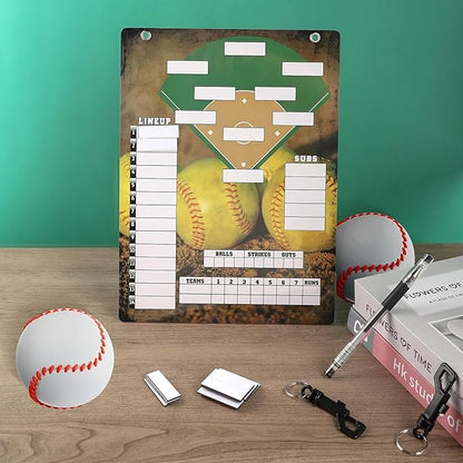 Magnetic Baseball Clipboard for Coaches,Dry Erase Softball Baseball Lineup Board for Dugout,Baseball Scoreboard with 60 Lineup Cards Baseball Equipment Accessories for Baseball Coach Gifts