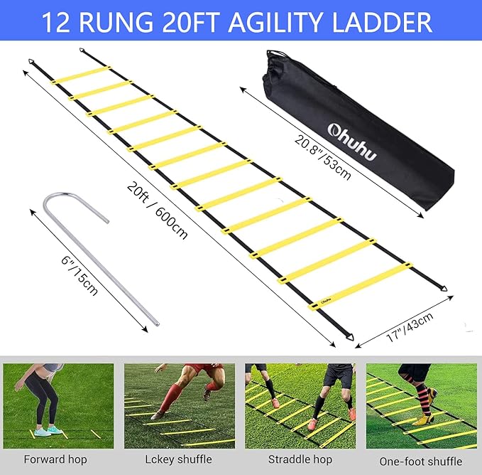 Ohuhu Agility Ladder Speed Training Set 12 Rung 20ft Exercise