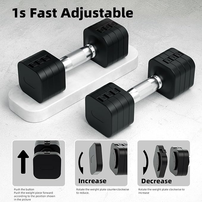 RUNWE Fast Adjustable Weight Set - Single 4.4lb 6.6lb 8.8lb 11lb Dumbbell Set of 2, All in One Dumbbell and Push up Stand, Hand Weights Sets for Women & Men Exercise Fitness for Home Gym