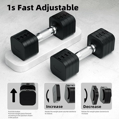 Adjustable Dumbbell Set of 2, 4 in 1 Fast Adjustable Free Weight Set, 10lb Dumbbells Set of 2, Each 4lb 6lb 8lb 10lb for Women & Men Exercise Fitness for Home Gym, Also Can Be Used Push Up Bar