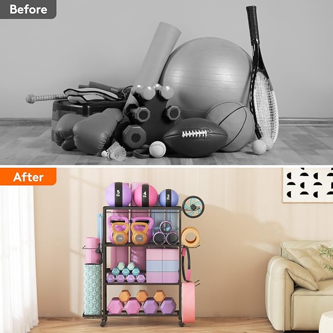 Lifewit Yoga Mat Holder, Home Gym Storage For Yoga Equipments, Fitness Equipments Organizer for Dumbbell, Kettlebell, Foam Roller, Pilates