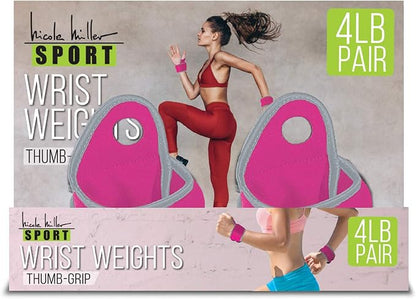 Nicole Miller Wrist Weight Sets Thumblock Hand Weights Sets For Women 2lb Each, 4lb Pair Total