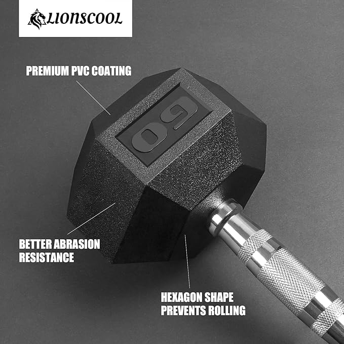 LIONSCOOL Odorless PVC Encased Hex Dumbbells