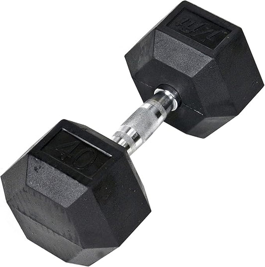 JFIT Rubber Hex Dumbbells - 8 Size Options - Hex Shaped Heads Prevent Rolling and Injury - Ergonomic Hand Weights for Exercise, Muscle, Strength and Weight Training