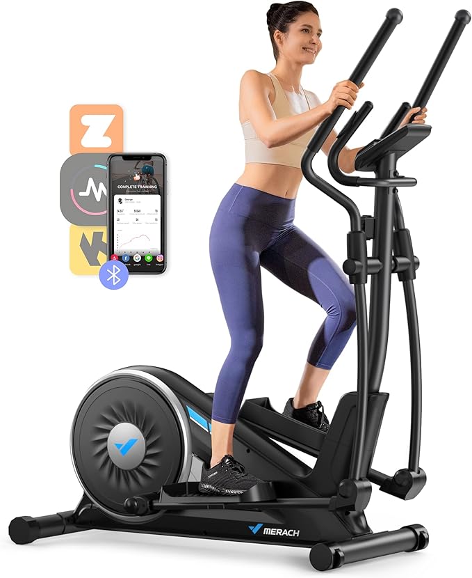 MERACH Elliptical Machine, Elliptical Exercise Machine for Home with Hyper-Quiet Magnetic Drive System, 16 Levels Adjustable Resistance, MERACH App, 350 LBS Weight Capacity