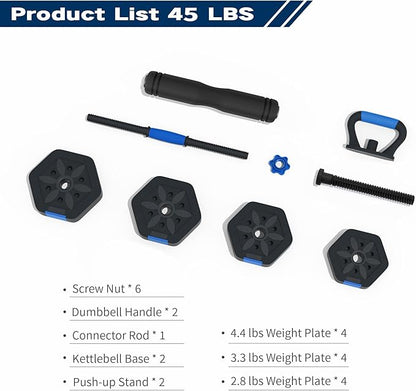 VIVITORY Dumbbell Sets Adjustable Weights, Free Weights Dumbbells Set with Connector, Non-Rolling Adjustable Dumbbell Set, Barbell Weights Set for Home Gym, Hexagon, Cement Mixture