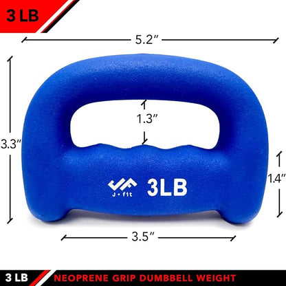 JFIT Neoprene D Grip Dumbbells - Single Weights 1LB-5LB - Premium Non-Slip, Hand Weights, Ergonomic Design