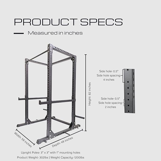 HULKFIT Elite Series 3" x 3" Light Commercial Power Cage Squat Rack for Home and Garage Gym with Attachments & Accessories - Black