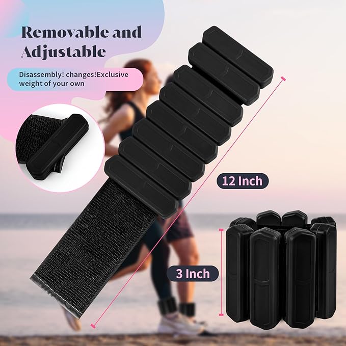 Wrist & Ankle Weights for Women Men, Adjustable Wrist Weighted Bracelet for Home Gym Workout, Walking, Running, Travel, Pilate, Yoga, Exercise,Strength Training. Set of 2 (1Lb Each)