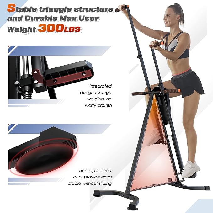 Sportsroyals Vertical Climber, Folded Climbing Cardio Exercise Equipment Full Body Workout for Women Men, Stair Climber with 5 Height Adjustable