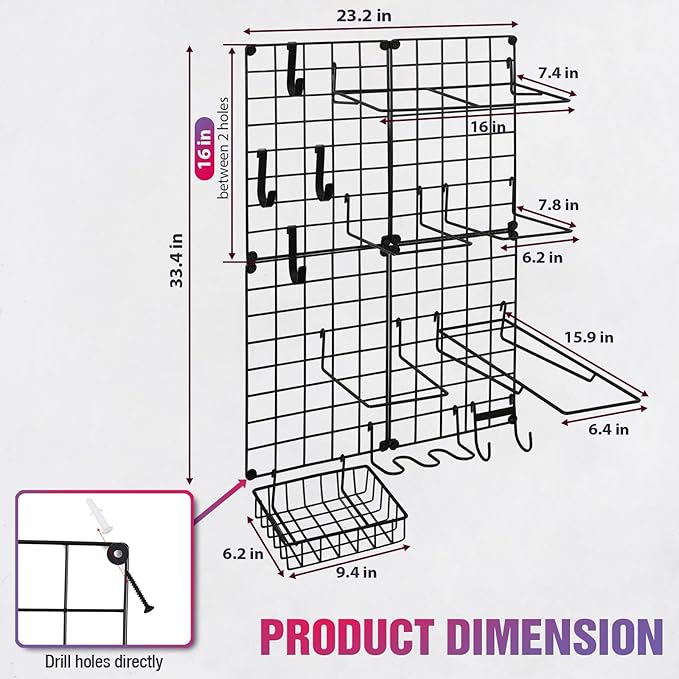 GADFISH Garage Sports Equipment Organizer, Wall Mount Ball Storage Rack for Sports Gear and Toys, DIY Assembly Possible Garage Ball Holder garage organization Accessories