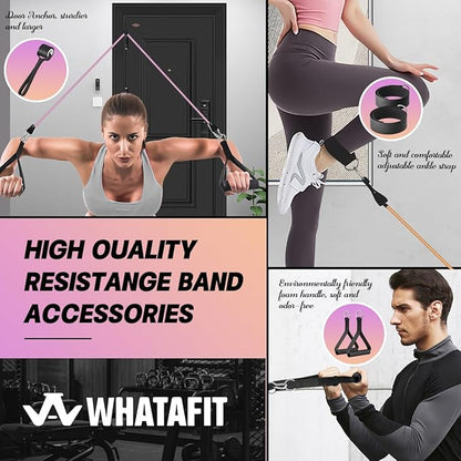 WHATAFIT Resistance Bands, Exercise Bands，Resistance Bands for Working Out, Work Out Bands with Handles for Men and Women Fitness, Strength Training Home Gym Equipment