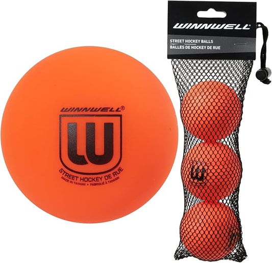 Winnwell Sports Street Hockey Balls - Indoor & Outdoor Balls with Storage Bag - Hockey Gear Ideal for Road, Or Street Hockey Games – 65mm & 50 Gram Weight