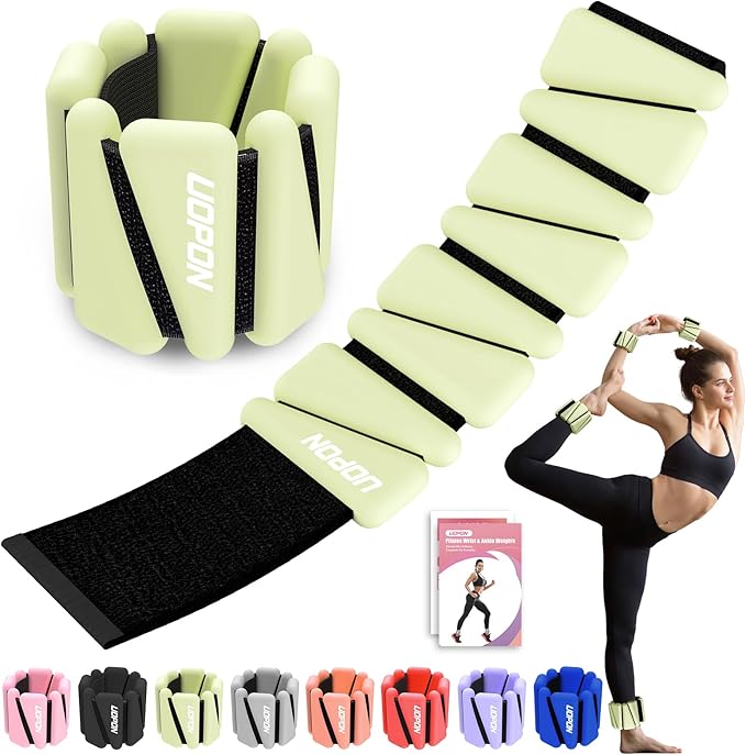 Wrist Ankle Weights for Women Set of 2, Adjustable Silicone Weighted Bangles, Wearable Ultra-durable Strips Weight Bracelet 2 lbs/4 lbs for Yoga, Pilates, Barre, Walking, Arm & Leg Workout