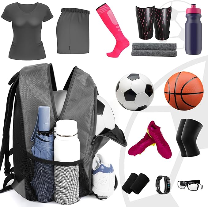 YOREPEK Soccer Backpack,Soccer Bag with Ball Holder, Water resistant Sport Equipment Bags Fit Basketball Volleyball Football