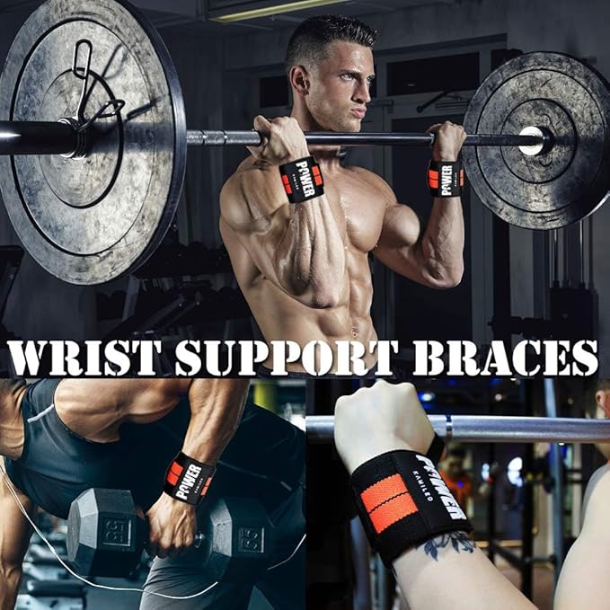 Wrist straps for weightlifting 17" Professional Quality Wrist Support with Heavy Duty Thumb Loop - Best Wrap for Powerlifting Competition, Strength Training, Bodybuilding (2PACK)