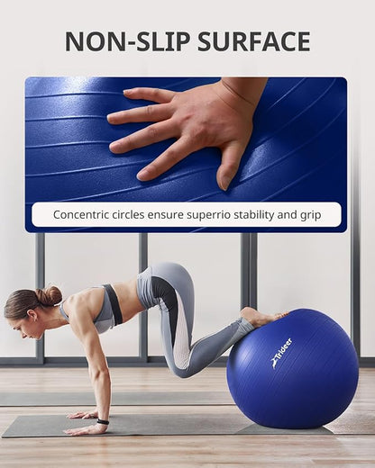 Trideer Yoga Ball Exercise Ball for Working Out, 5 Sizes Gym Ball, Birthing Ball for Pregnancy, Swiss Ball for Physical Therapy, Balance, Stability, Fitness, Office Ball Chair, Quick Pump Included