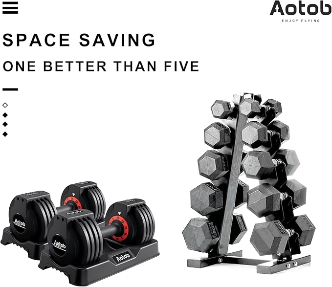 AOTOB 25/55 lbs (Pair) Adjustable Dumbbell Set, Dumbbells Adjustable Weight with Anti-Slip Fast Adjust Turning Handle, Dumbbell Sets Adjustable for Men and Women, Dumbbells Pair for Home Gym Exercise