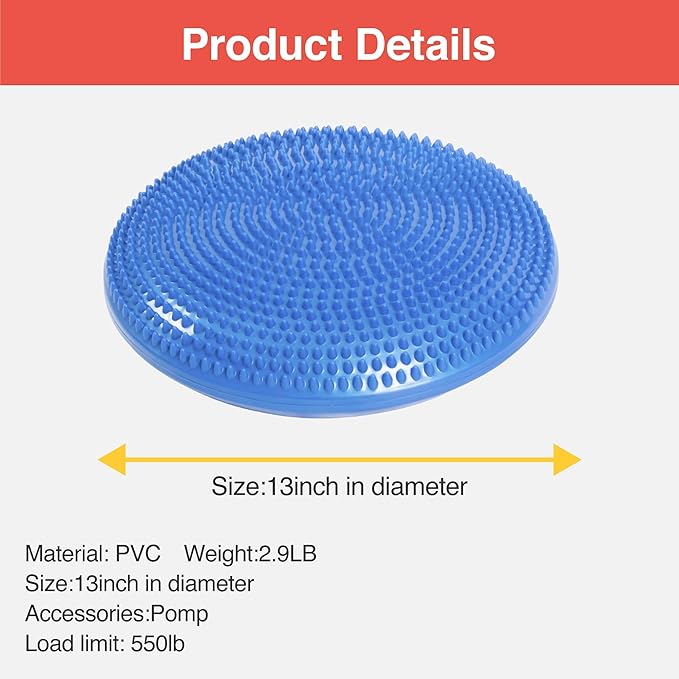 Primasole Balance disc 1 PC Comes with an air Pump Exercise Disk for Stability Workout