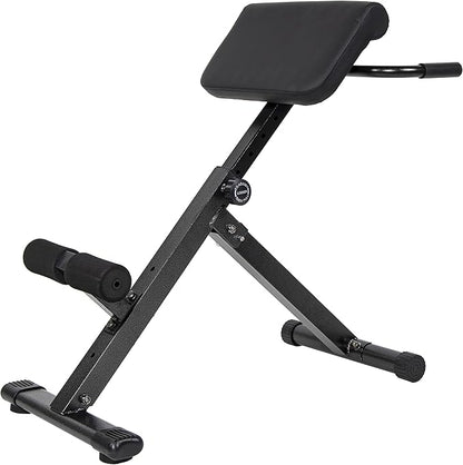 Signature Fitness Adjustable Roman Chair AB Back Hyperextension Bench with Handle, 300-Pound Capacity Black