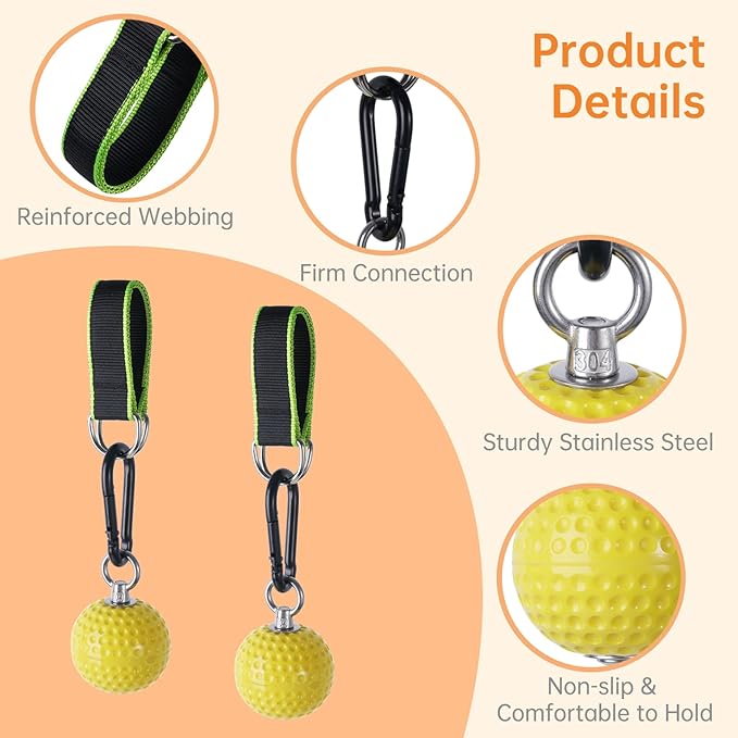 yeesport Climbing Pull-up Power Ball Hold Grips with Straps, No-Skid Hand Grips Strength Muscles Trainer Exerciser for Bouldering Pull Up Fitness