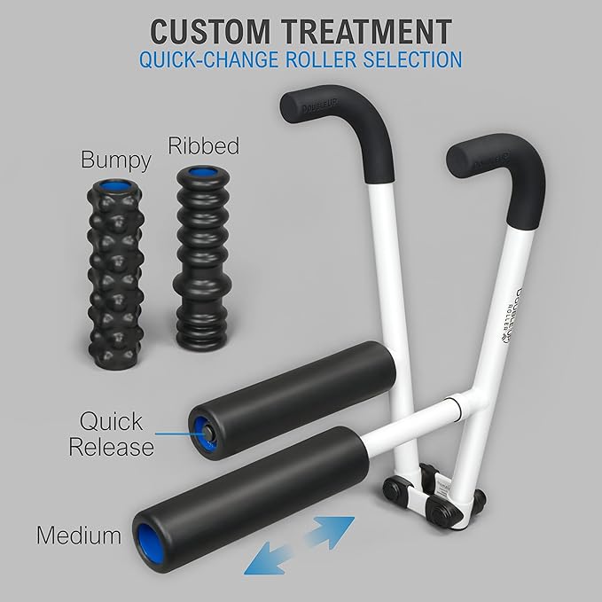 DoubleUP Roller Therapy Kit - White - Muscle Massager with Lever-Action Pressure Control and Quick-Change Rollers