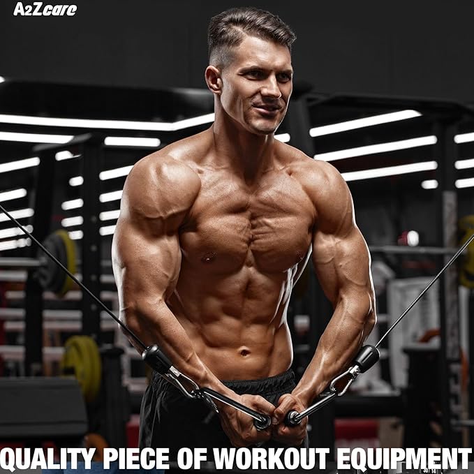 A2ZCARE LAT Pull Down Cable Machine Attachment - Cable Machine Accessories for Home Gym with Multi Option: V-Handle, D-Handle, V-Shaped Bar, Snap Hook, and Rotating Bar