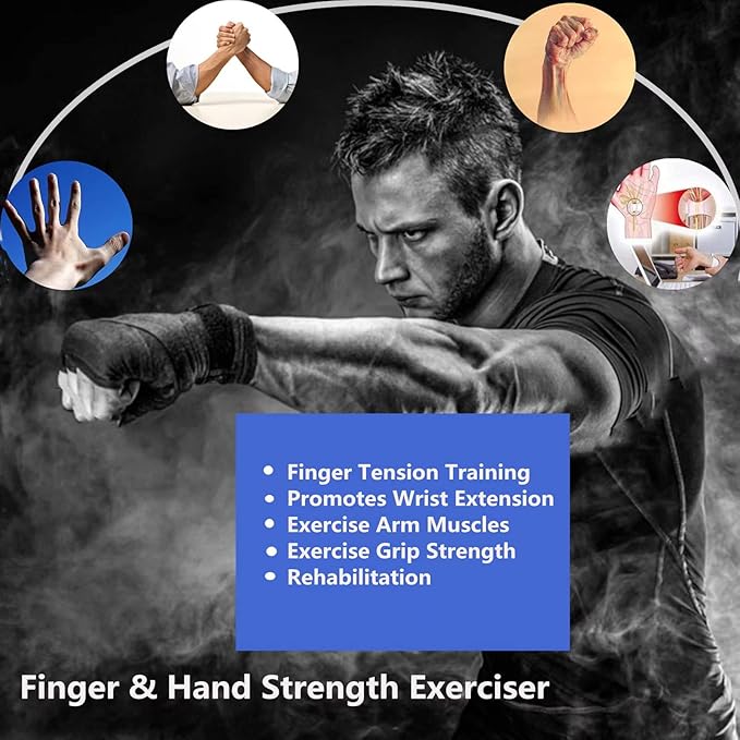 Finger Exercisers & Hand for Strength Grip Strengthener,Training with Alpha Gripz Trainer Stretcher, Strengthening Equipment for Wrist Physical Therapy Forearm Extensor