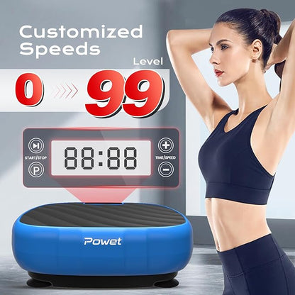 Compact Vibration Plate Exercise Machine, 99 Speed Levels Mini Whole Body Workout Waver Vibration Plate for Lymphatic Drainage with 5 Setting Modes for Shaping, Weight Loss, Toning