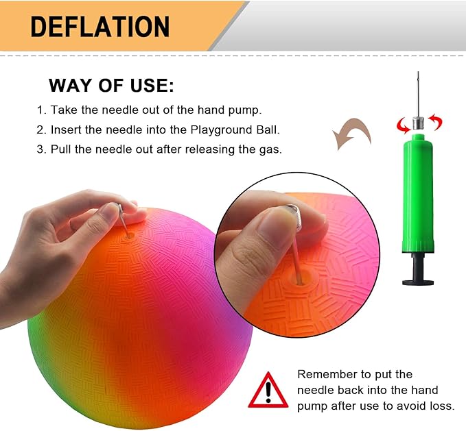 Four Square Balls, 8.5 Inch Playground Ball for Kids Outdoor Dodgeball Kickball Handball Game with Hand Pump