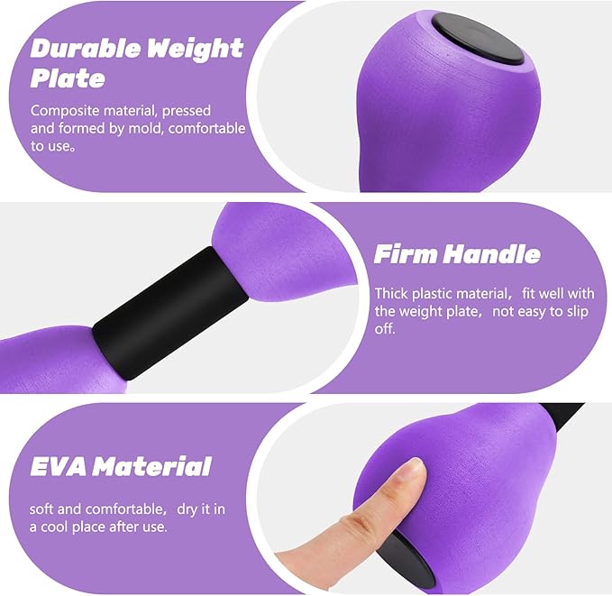 Aquatic Dumbells,2Pcs Foam Water Weights Aerobic Exercise Fitness Equipment Dumbbells, Pool Resistance Swimming Training for Adults/Kids/Men/Women Weight Loss, Beginner Swimming Training, Purple