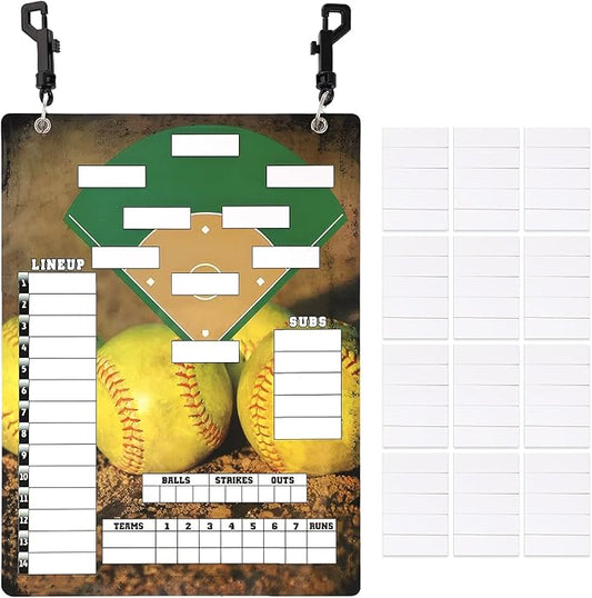 Magnetic Baseball Clipboard for Coaches,Dry Erase Softball Baseball Lineup Board for Dugout,Baseball Scoreboard with 60 Lineup Cards Baseball Equipment Accessories for Baseball Coach Gifts