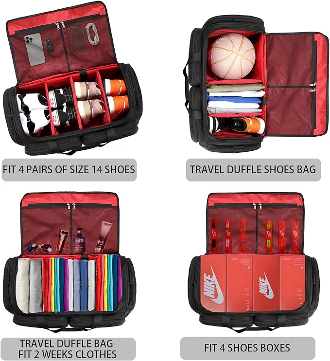 Sneaker Bag Travel Shoes Duffel Bag Men Women Gym Sport Luggage Duffle Carrying Case Bag Divider Adjustable Compartment Portable Soccer Athletic Shoes Carrier Heavy Duty Traveling Accessories